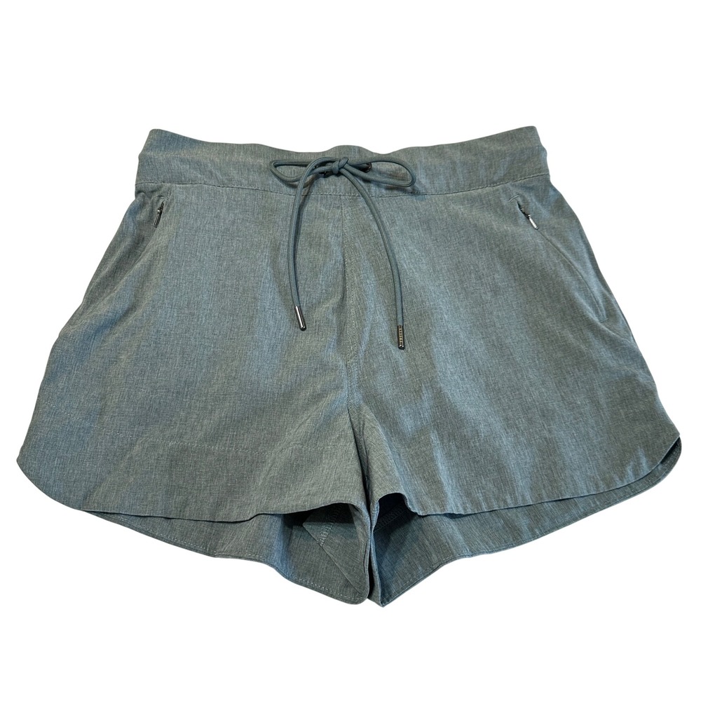 Freely‎ Running Shorts Zipper Pockets Drawstring Waist Womens S Green Activewear